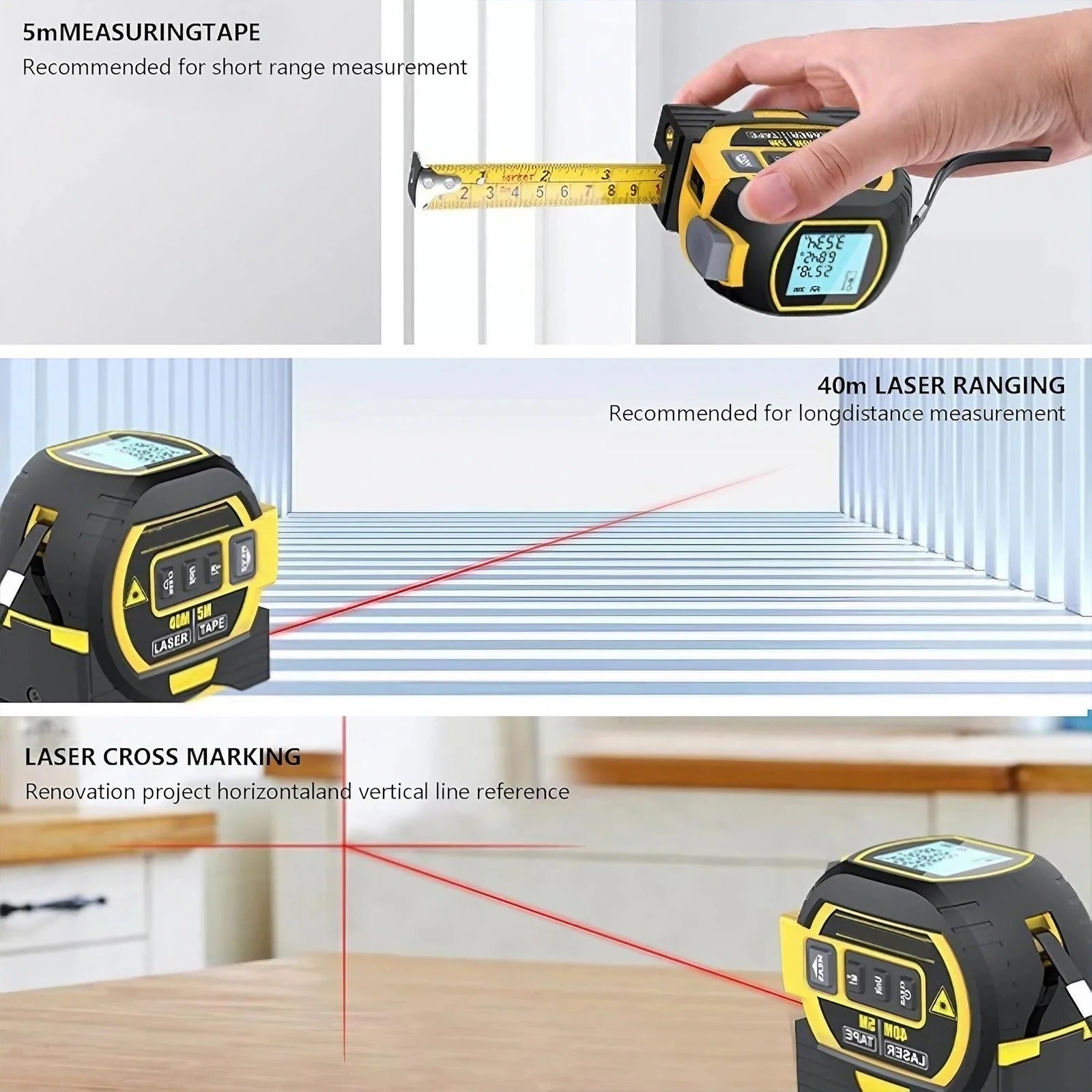 🔥 3-in-1 Laser Tape Measure 40/60M | 0.1mm Precision⚡Infrared Distance Meter🌟【DIY & Construction Pro】Smart Energy-Saving Ruler for Indoor/Outdoor 🔥 3-in-1 Laser Tape Measure 40/60M | 0.1mm Precision⚡Infrared Distance Meter🌟【DIY & Construction Pro】Smart Energy-Saving Ruler for Indoor/Outdoor